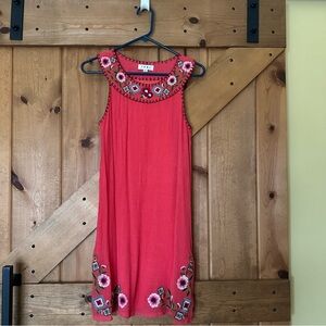 THML Orange Dress with Floral Embroidery